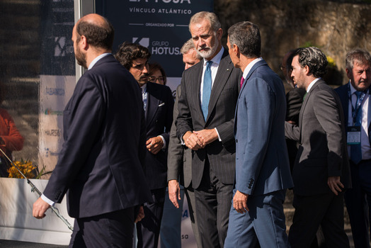 Felipe VI and Pedro S&aacute;nchez attend the opening of the La Toja Forum in O Grove Pontevedra 