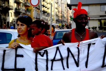 MIGRANTI manifestazione. Fotografie di Giulio Azzarello &copy;2018.