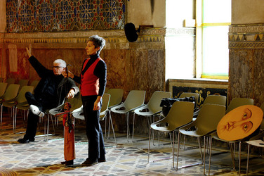 Mimmo Cuticchio in un suo spettacolo. Fotografie di Giulio Azzarello &copy;2017.