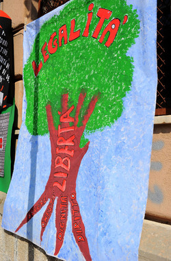 IL MURO DELL ANTIMAFIA e della legalit&agrave; a Partinico in Sicilia. Fotografie di Giulio Azzarello &copy;2014.