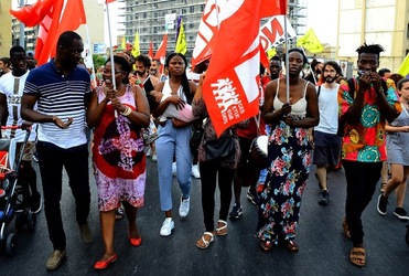 MIGRANTI manifestazione. Fotografie di Giulio Azzarello &copy;2018.
