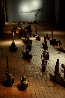 Installazione di Anne Clemence DeGrollee alla GAM di Palermo. Fotografie di Giulio Azzarello &copy;2017.