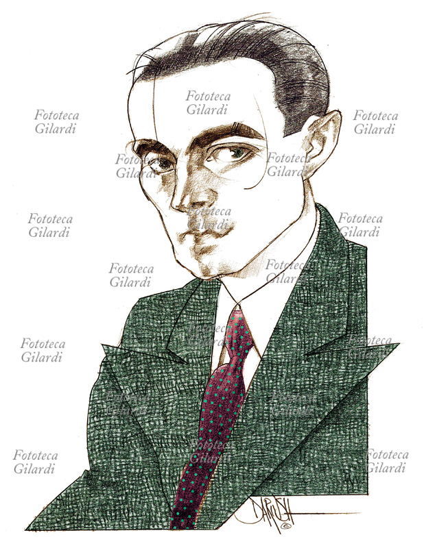 Andrea EMO CAPODILISTA (1901-1983) filosofo italiano. Il suo pensiero filosofico è raccolto in trecentoventidue quaderni manoscritti, che la sua natura riservata non gli permise di condividere in vita, ma furono riscoperti e proposti al pubblico postumi. Ritratto, illustrazione di Dariush Radpour, disegno a matita lavorato digitale, 2003. Questa immagine non può essere utilizzata con tariffa inferiore a € 80,00