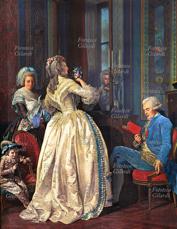 Alexander ROSLIN (1718-1798) La famiglia Martineau de Fleuriau. Stampa olografica da dipinto, Francia 1785