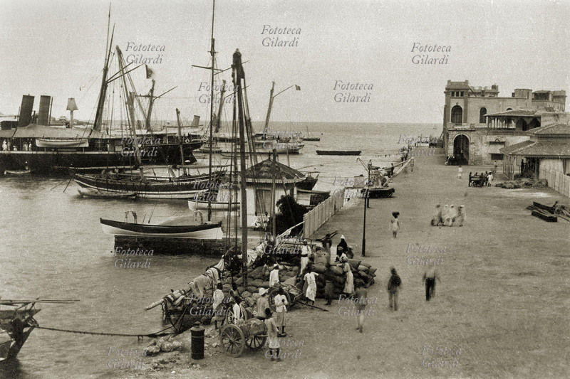 COLONIALISM Wars of Africa the 1890 port of Massaua, with intense traffic of cargo and download goodses