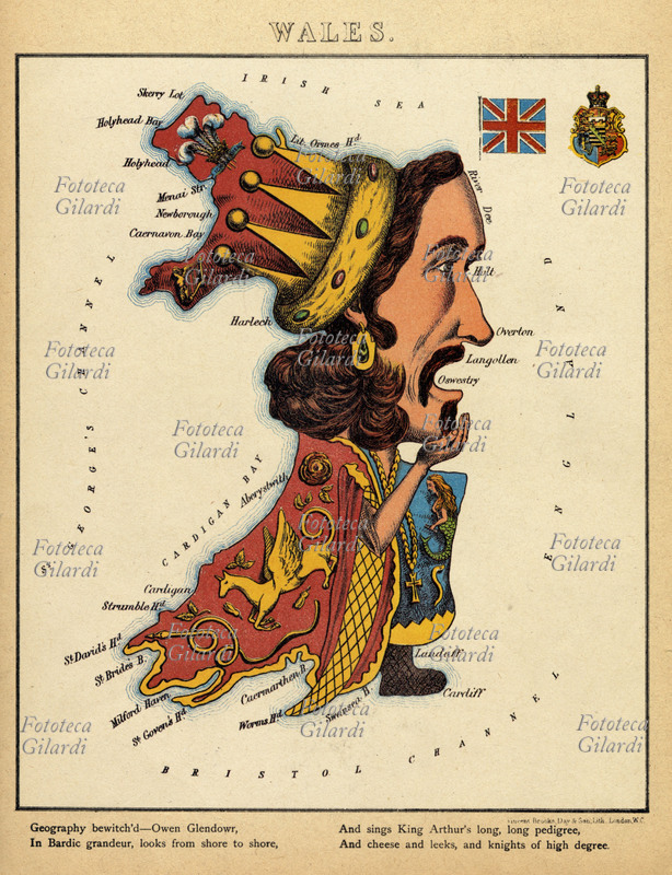 GRAN BRETAGNA Allegoria geografica del Galles, una delle quattro nazioni costituenti del Regno Unito, da \