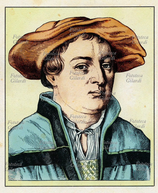 Hans HOLBEIN il Giovane (1497 o 1498 - 1543) pittore e incisore tedesco. Proveniente da una famiglia di lunga tradizione artistica, operò a Basilea, dove fu prevalentemente ritrattista per l\