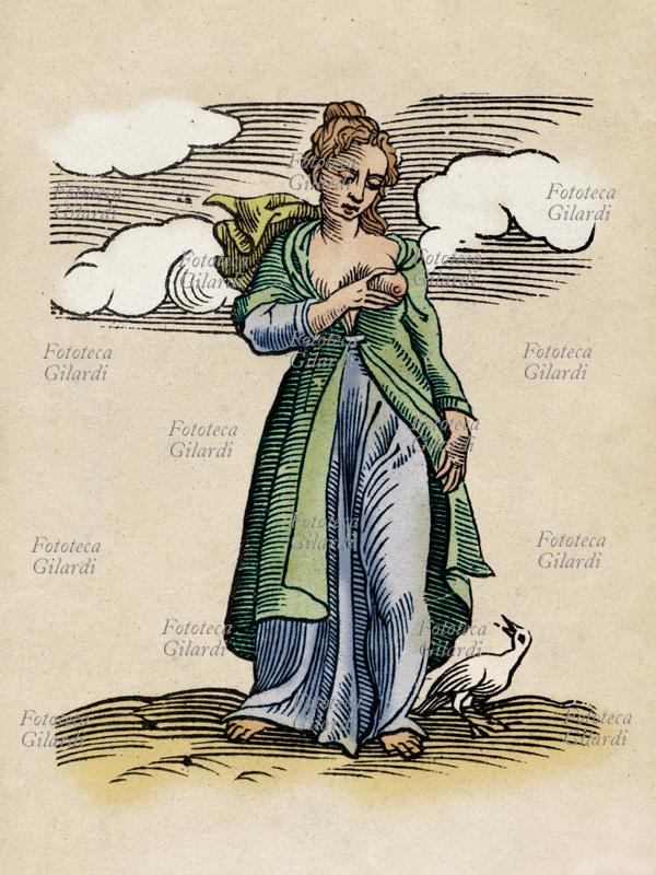 ALLEGORIA della Pietà filiale: "Giovane modella, tenga la tetta sinistra scoperta con la mano destra sopra in atto di spremerla, & a\