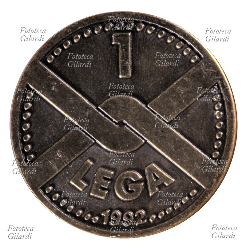 MONETA da 1 lega coniata dalla Lega Lombarda - fronte 1992