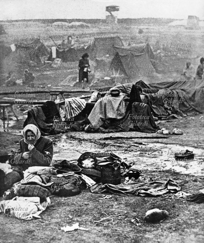 HOLOCAUST view of the concentration camp at Bergen Belsen at arrival of British troops allied in April 1945