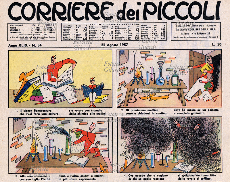 BONAVENTURA Prima pagina (metà superiore, intero in 7687) con le avventure del Signor Bonaventura disegnate dall\