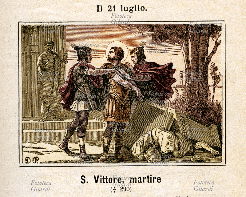 San VITTORE (? - 21 luglio 290/303) Martire a Marsiglia. Ufficiale della Guardia Imperiale romana, scampato alla decimazione della Legione Tebana, giunto a Marsiglia con l\
