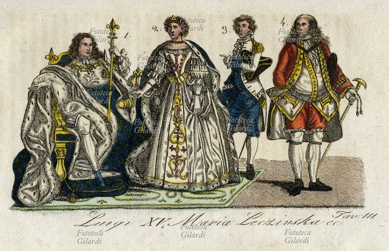 FRANCIA XVIII secolo Fig. 1) Luigi XV (1710-1774); 2) Maria Leszczynska di Polonia (1703-1768) regina consorte di Francia; 3) Colonnello d\