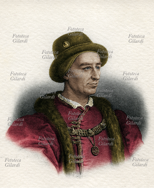 LUIGI XI di Francia (1423-1483). Figlio di Carlo VII, la sua sete di potere lo portò a rivoltarsi al padre fin da giovanissimo ed alla sua morte, occorsa nel 1461 mentre Luigi era rifugiato presso il Duca di Borgogna, si fece consacrare a Reims, nemmeno due settimane dopo, e senza avere partecipato alle esequie. Nonostante questo suo malvagio temperamento viene considerato uno dei creatori dell\