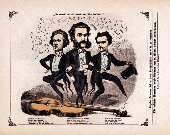 CARICATURA DEI TRE FRATELLI STRAUSS CARICATURA DEI TRE FRATELLI STRAUSS