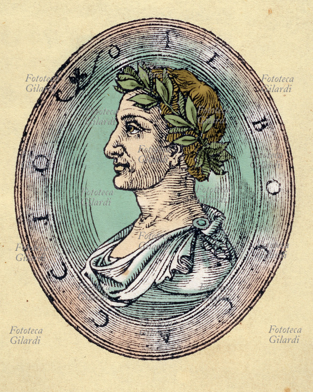 Giovanni BOCCACCIO (1313-1375) , ritratto colorato da frontespizio illustrato del \