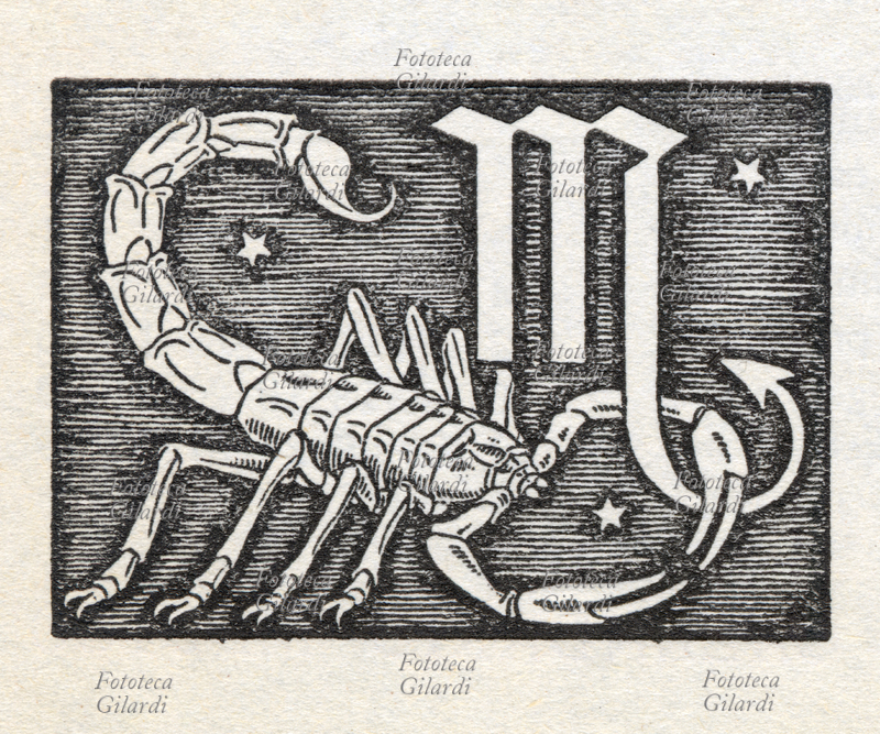 ZODIACO Scorpione, xilografia 1942