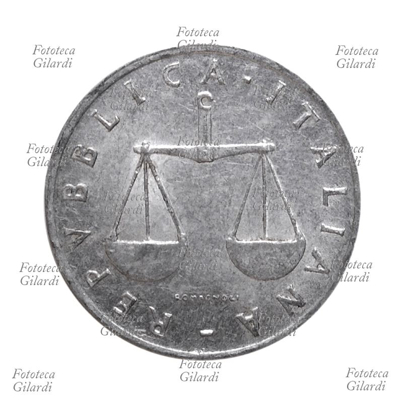 MONETA da una 1 lira, retro con bilancia, esemplare emesso nel 1954