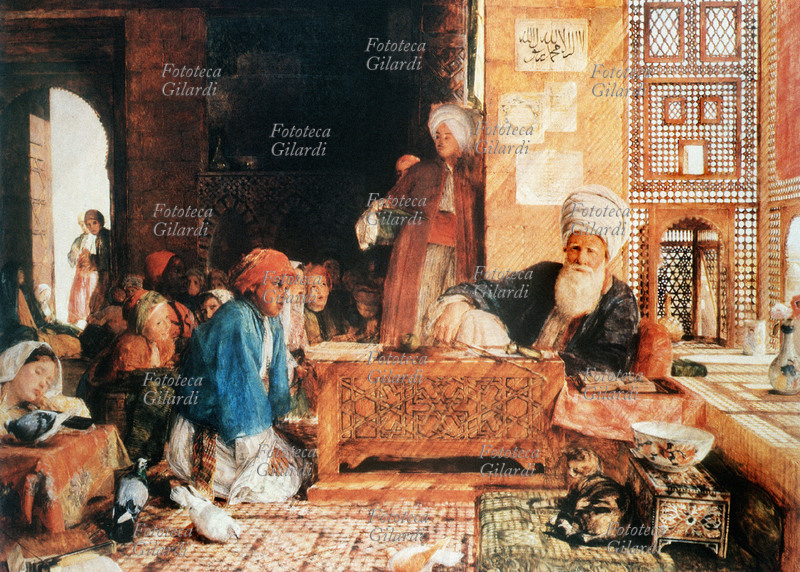 John Frederick LEWIS (1805-1876) Scuola turca nelle vicinanze del Cairo. Stampa dal dipinto, XIX secolo