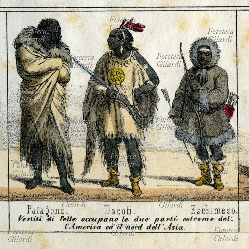 RAZZE UMANE "Patagono, Dakoti, Eschimeso, vestiti di pelle occupano le due parti estreme dell\