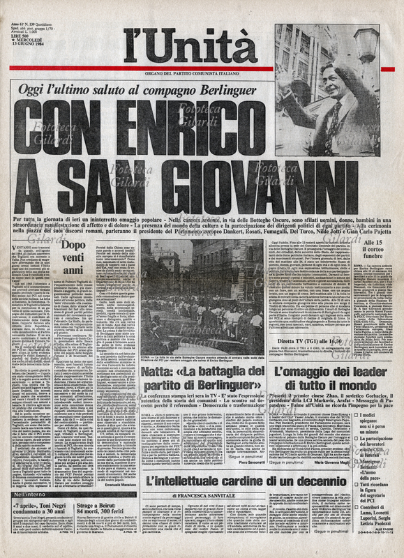 CON ENRICO A SAN GIOVANNI titolo a caratteri cubitali. \