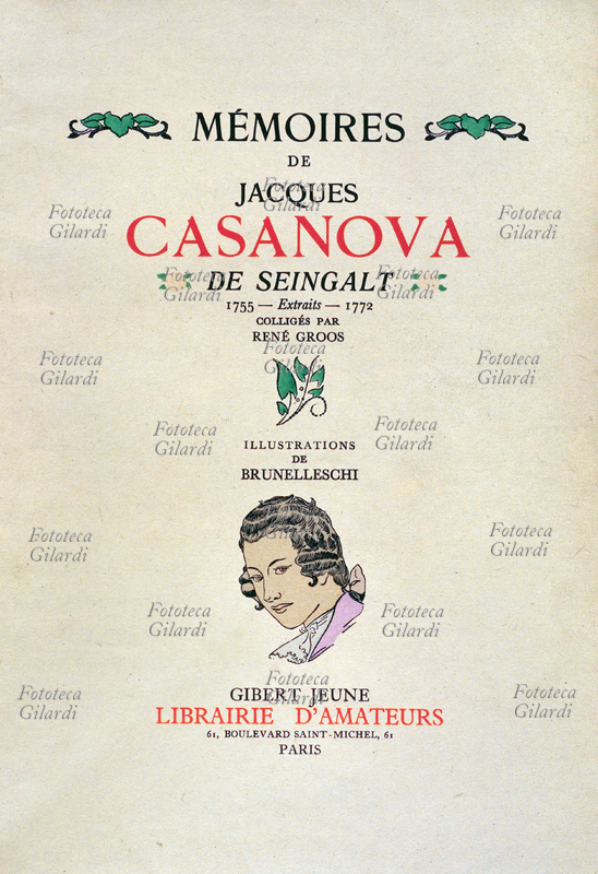 Giacomo CASANOVA (2 aprile 1725 – 4 giugno 1798) Frontespizio di una edizione numerata delle \