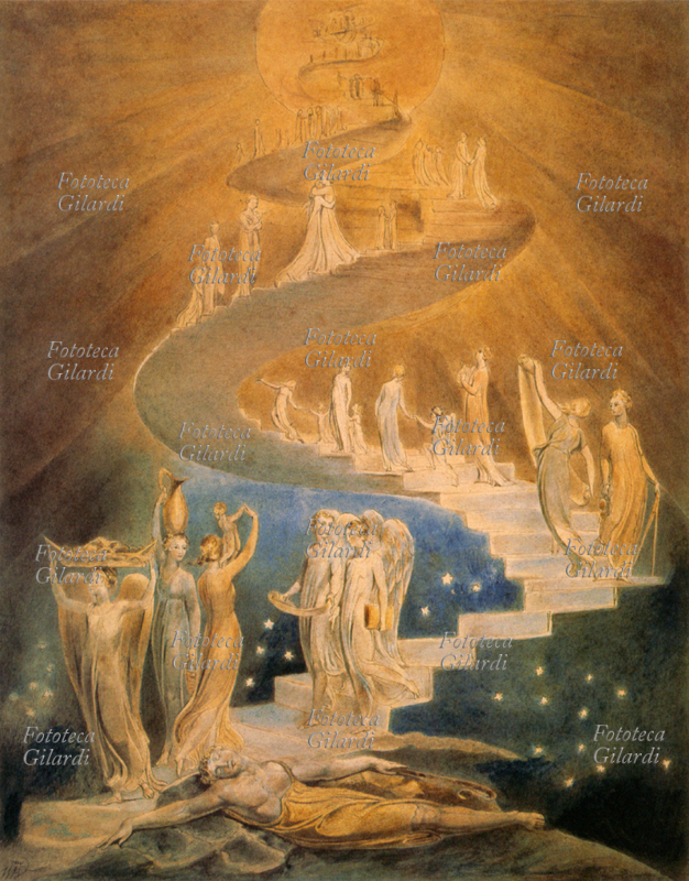 GIACOBBE Il sogno di Giacobbe. Stampa da acquarello di William Blake, 1805 circa
