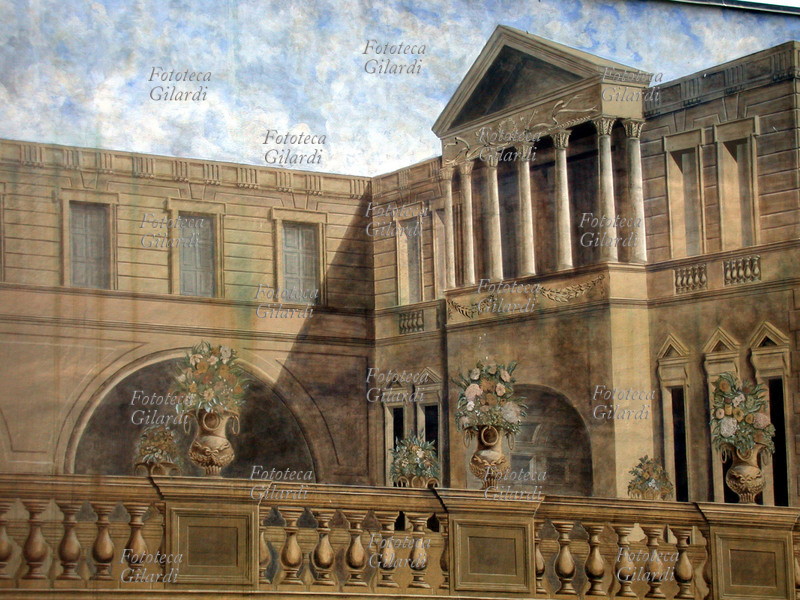 MARENGO dettaglio della facciata del Museo della Battaglia di Marengo con decorazioni \