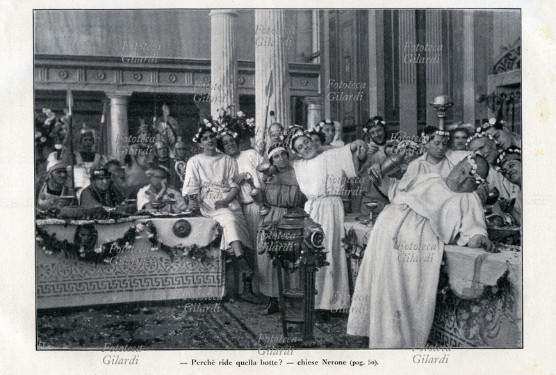 QUO VADIS? "- Perché ride quella botte? - chiese Nerone (Carlo Cattaneo)". Quadro fotografico tratto dal romanzo dello scrittore e giornalista polacco Henryk Sienkiewicz (5 maggio 1846 – 15 novembre 1916), pubblicato nel 1896, che valse all\