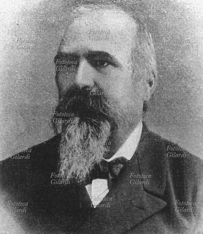 Luigi LUZZATTI (1841-1927) economista, ministro del Tesoro del Governo Giolitti nel novembre del 1903. Fu presidente del Consiglio nel 1910, e più volte ministro in dicasteri economici. Italia, 1903.