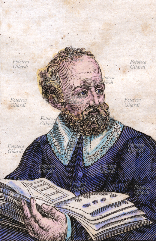 Andrea PALLADIO (1508-1580) di Padova, architetto. Ritratto in una incisione acquarellata del XIX secolo.