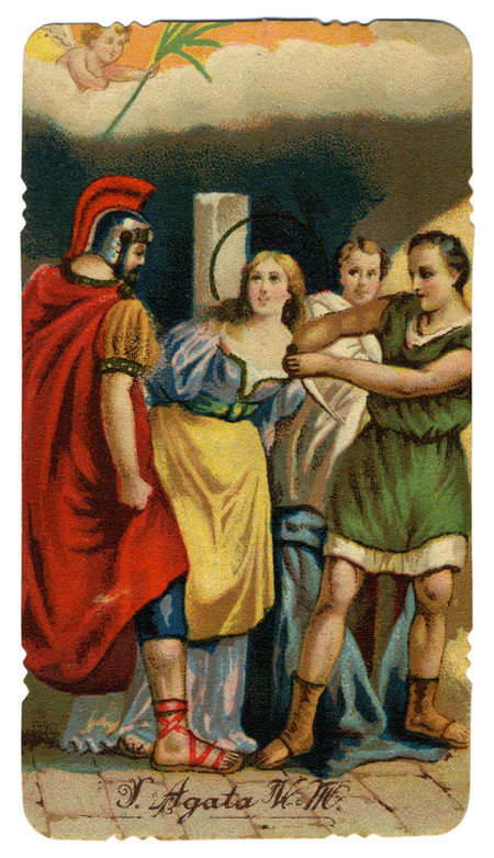 MARTIRIO DI SANT AGATA IMMAGINETTA DEVOZIONALE
