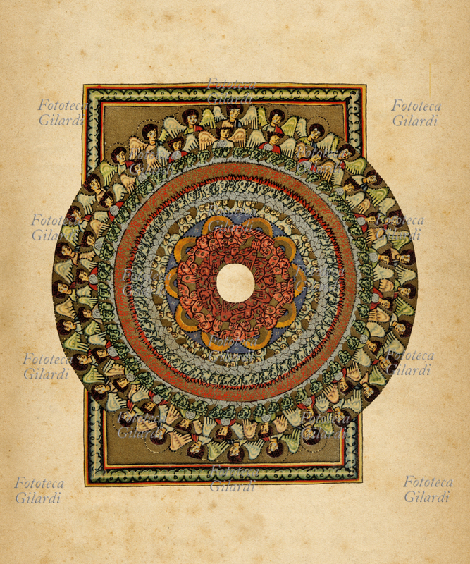 HILDEGARDA DI BINGEN (1098-1182) Coro di Angeli - miniatura dal codice Liber Scivias (da una contrazione di \