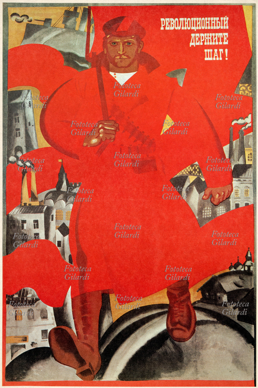 URSS "Al passo con la Rivoluzione!" manifesto degli artisti sovietici Oleg Savostyuk (30 dicembre 1927) e Boris Uspensky (12 luglio 1927 - 28 settembre 2005). Litografia a colori, Mosca 1967 circa