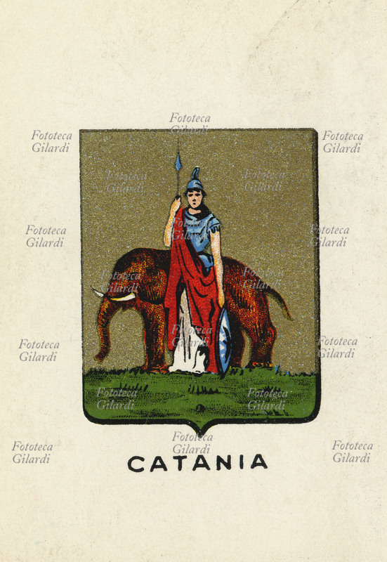 CATANIA Capoluogo di provincia. Fu borgata pre-greca, occupata ne 729 a.C. da una colonia di Calcidesi, e divenne presto una importante città, sita tra le valli di Noto e di Demana. Scudo d\