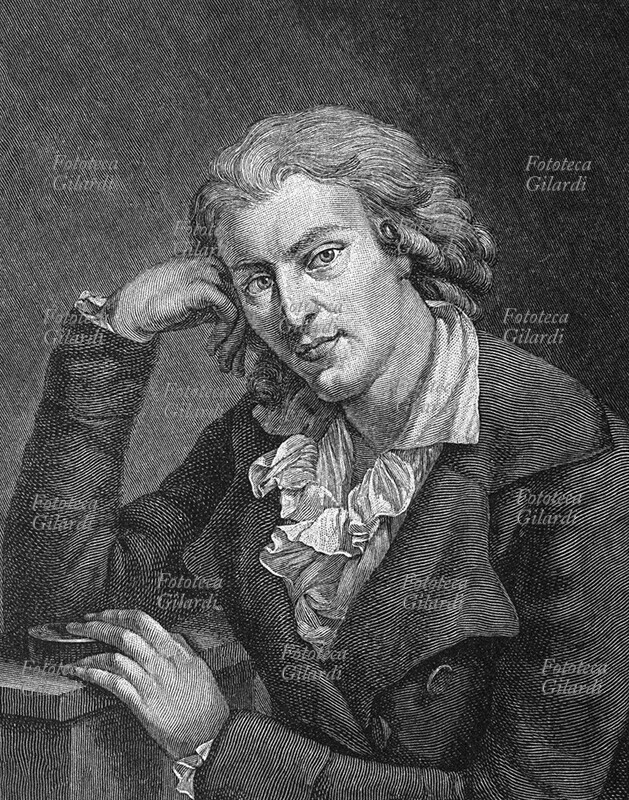 Friedrich SCHILLER (10 novembre 1759 - 9 maggio 1805) scrittore tedesco ritratto allo scrittoio. Incisione calcografica, Germania XIX secolo.