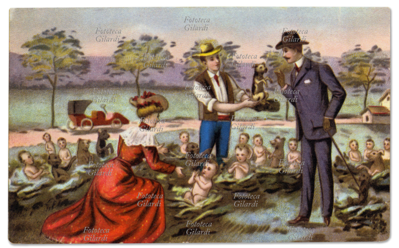 FAMIGLIA Marito e moglie vanno in un campo di cavoli a scegliere un bambino e l\