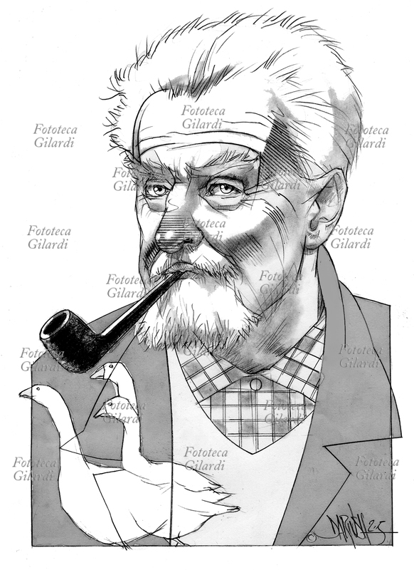 Konrad Lorenz (1903-1989) zoologist and ethologist Austrian Nobel Prize in Physiology or Medicine (shared with Nikolaas Tinbergen and Karl von Frisch) in 1973, for studies on the phenomenon of imprinting in the wild geese. Famous for his works of popular science of pleasant reading for the general public. Portrait illustration of Dariush Radpour, pencil drawing worked Digital 2005 This can not be used with lower rate to € 80.00