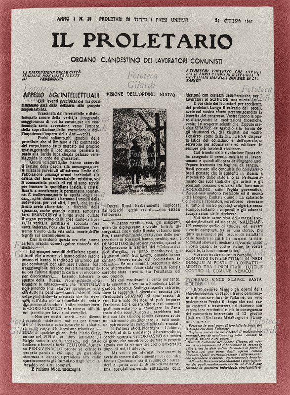 RESISTENZA Stampa clandestina: prima pagina del \