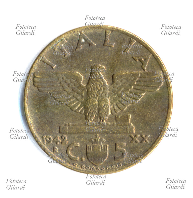 COINS Currency from 5 cent, emitted in 1942. The Aquila is represented you to tows explained over an of the lictor bundle.