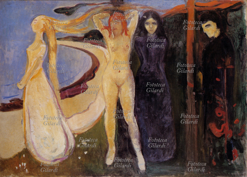 Edvard MUNCH (12 dicembre 1863 – 23 gennaio 1944), pittore norvegese. La donna (o Sfinge). Rappresentazione delle diverse età della donna, momenti della sua vita e il conflitto dell\