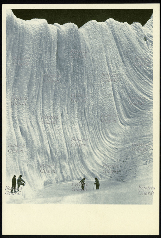 TIBETveduta di un ghiacciaio. Piccola litografia da cartella divulgativa di propaganda. Repubblica Popolare Cinese, 1963