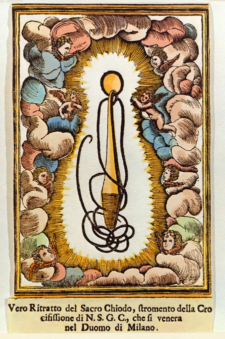RELIQUIA DEL SACRO CHIODO STAMPA DEL XVIII SECOLO RELIQUIA DEL SACRO CHIODO STAMPA DEL XVIII SECOLO
