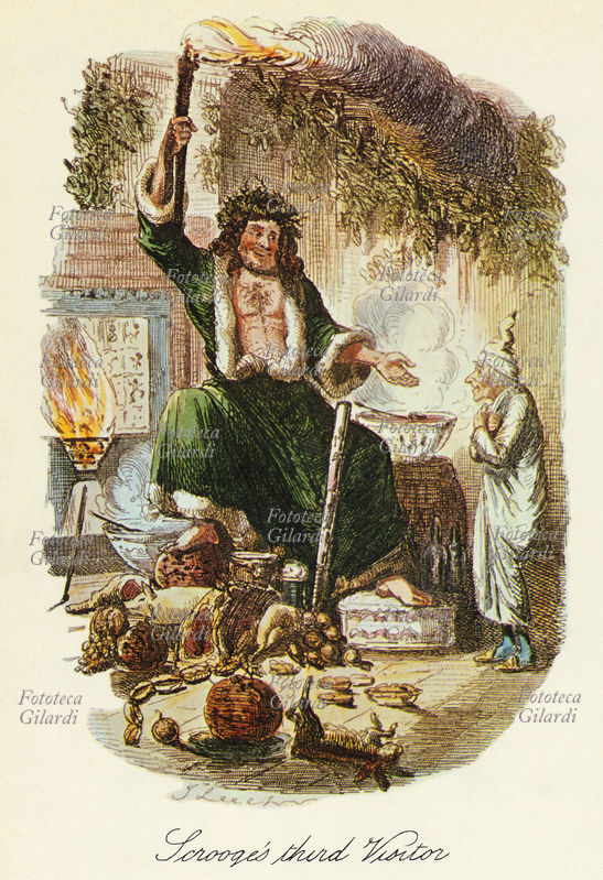 Charles DICKENS (1812-1870) "Il terzo visitatore di Scrooge", illustrazione di John Leech (29 agosto 1817 – 29 ottobre 1864) dal racconto natalizio \