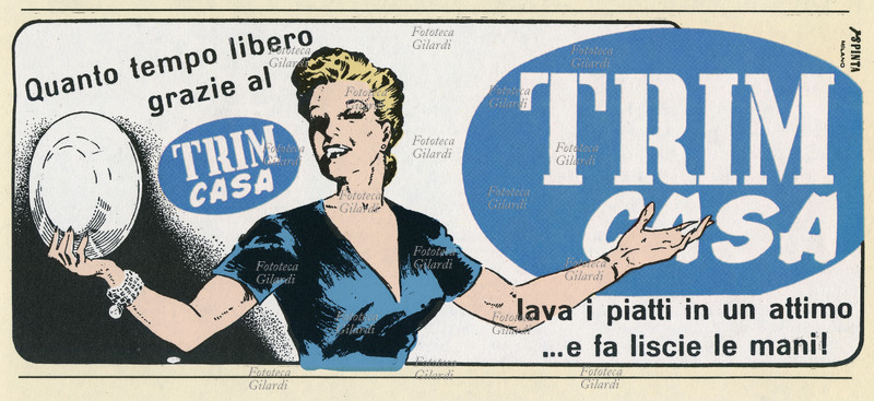 LA CASALINGA FELICE Pubblicità del detersivo per i piatti Trim. \