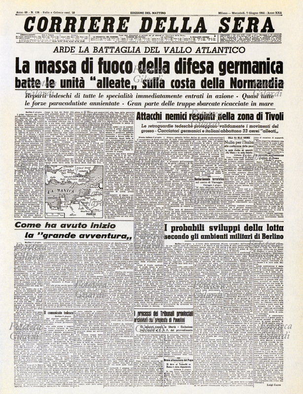 Fototeca Gilardi Foto FTT34961 PRIMA PAGINA CORRIERE DELLA SERA