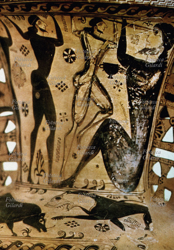 ODISSEA Ulisse acceca Polifemo. Dettaglio da pittura vascolare prima metà del VII secolo a.C.