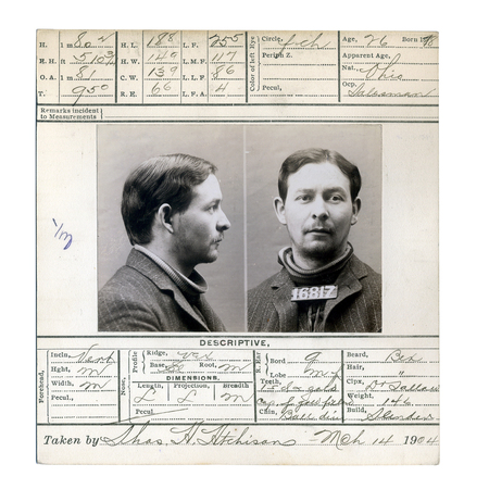 CARTELLINO SEGNALETICO METODO BERTILLON 1904