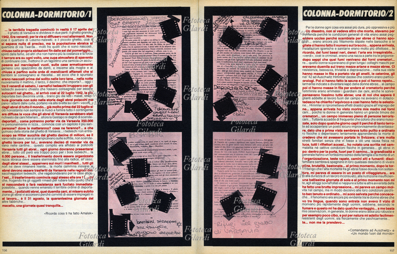 PHOTOTECA "Auschwitz come menabò: Colonna-dormitorio 1/Colonna-dormitorio 2", doppia pagina 156/157 dalla monografia "Catastrofi, batoste, maledetta sfiga & soluzioni finali" dedicata alle immagini dello sfacelo, naturale o perpetrato dall\