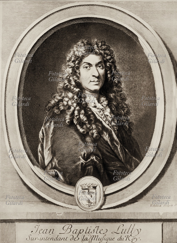 Jean Baptiste LULLY (1632-1687) Giovanni Battista Lulli, compositore e musicista italiano naturalizzato francese. Trasferitosi a Parigi intorno al 1643, nel 1652 entrò a servizio di Luigi XIV facendo rapida carriera; collaborò con Molière, Corneille e Racine per musiche di scena e Operas-ballets. Ritratto in una incisione di Endelinck, Francia XVII secolo
